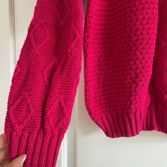 Vintage BE 80s Fuchsia Patchwork Knit Sweater - S - Picture 2 of 5